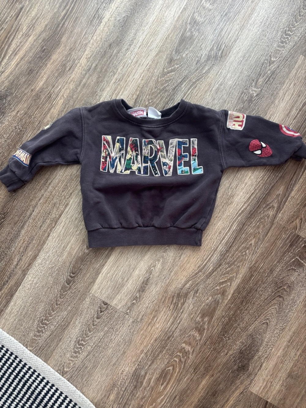 Marvel Black Kids Sweatshirt with Multicolor Comic Logo